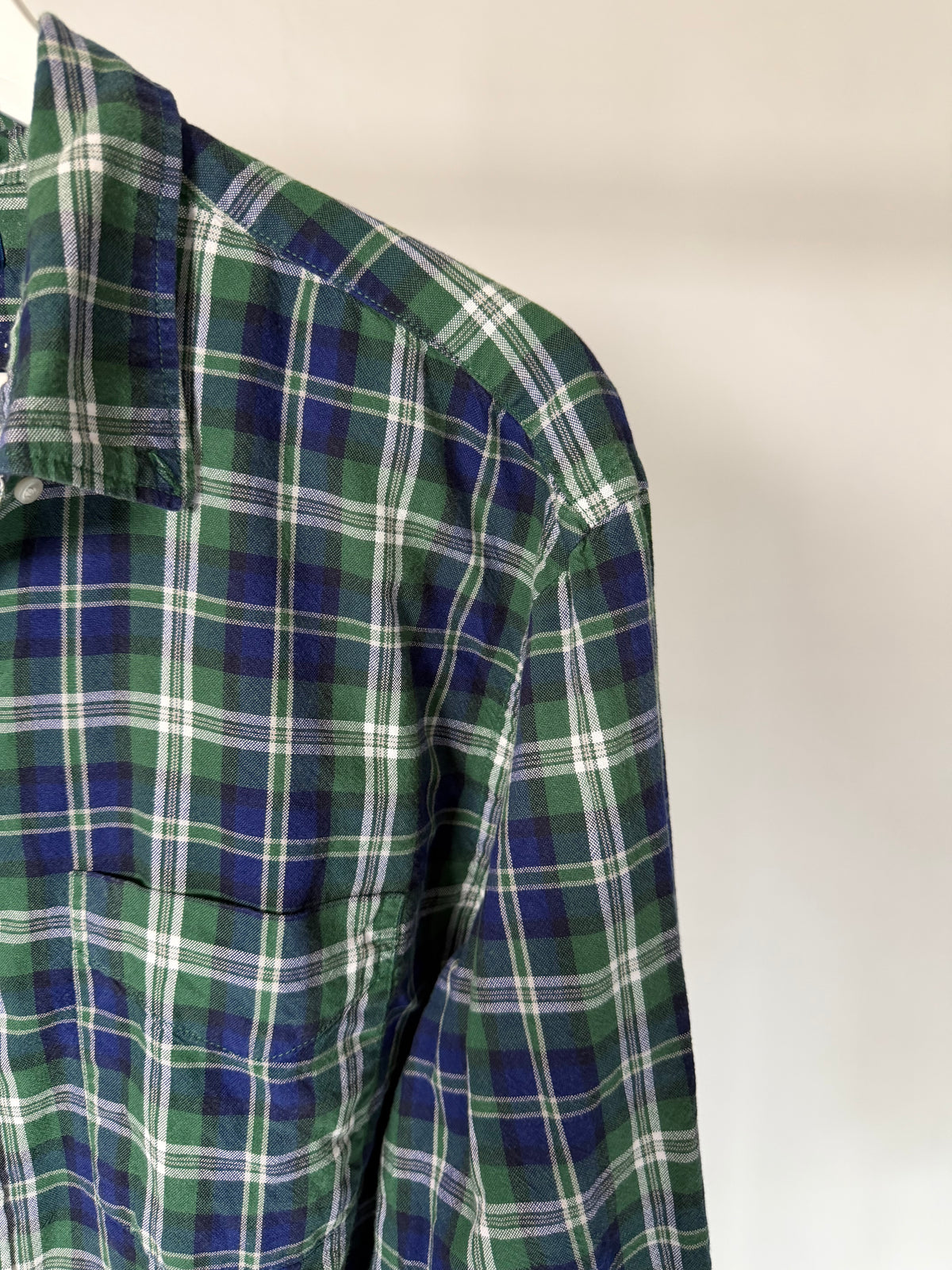 VINTAGE GREEN & BLUE PLAID FLANNEL SHIRT