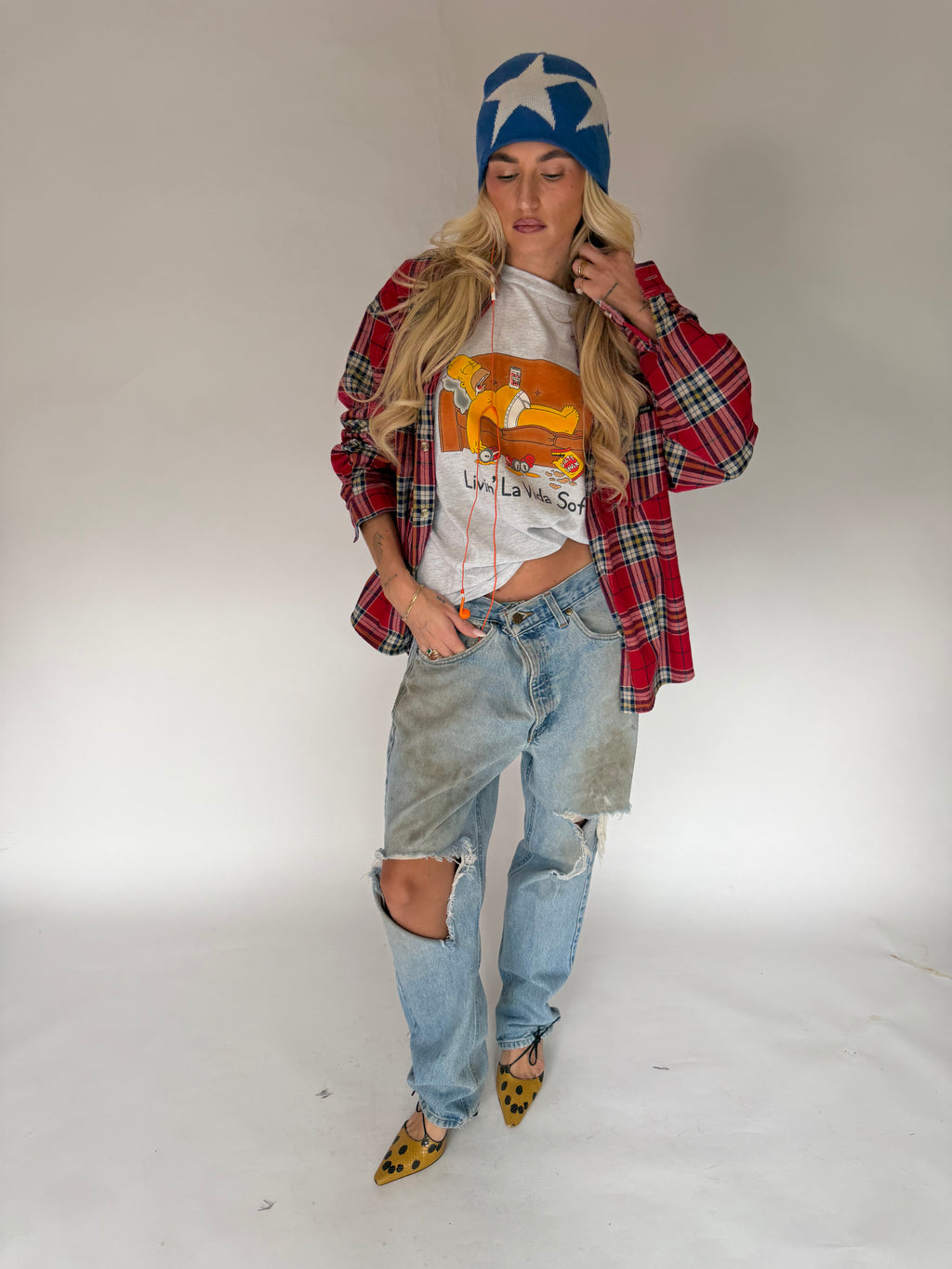 VINTAGE RED PLAID FLANNEL SHIRT