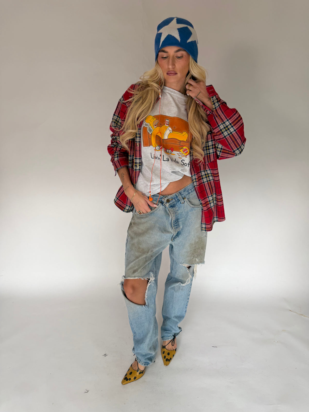 VINTAGE RED PLAID FLANNEL SHIRT