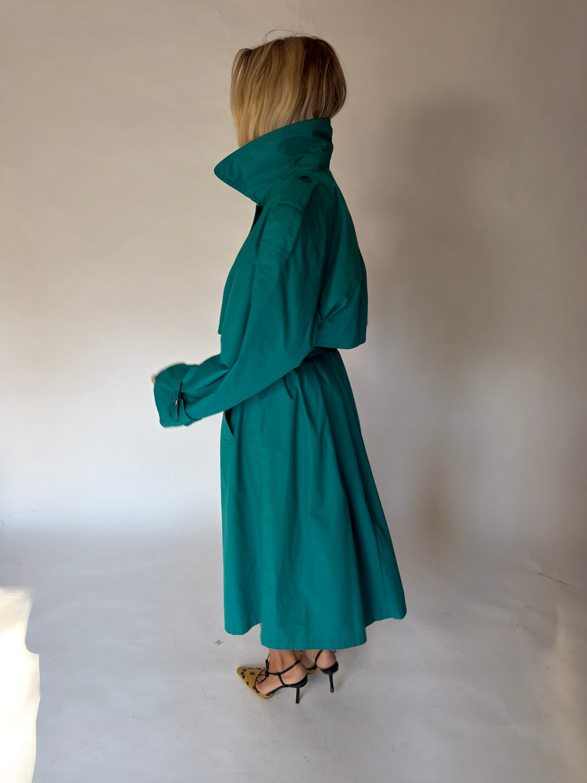 VINTAGE TURQUOISE LONG TRENCH COAT