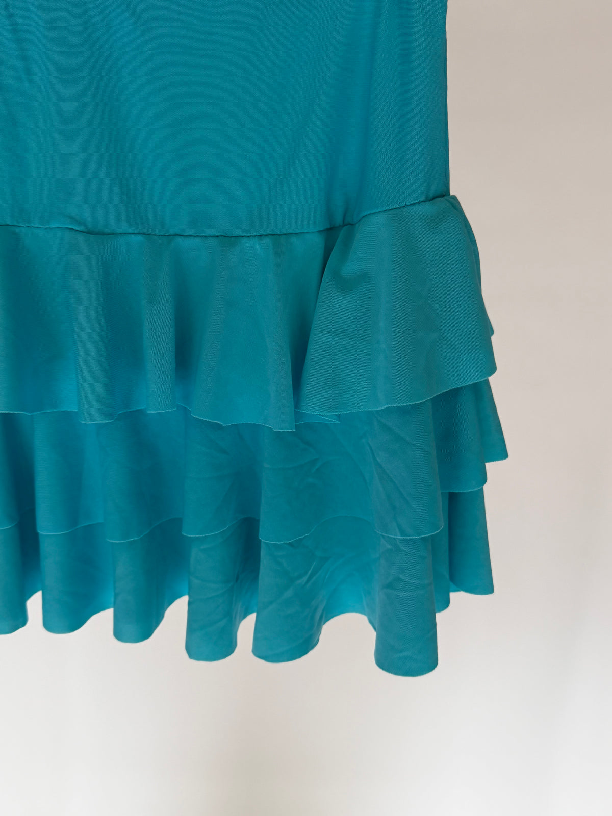 VINTAGE TURQUOISE RUFFLE MINI SKIRT