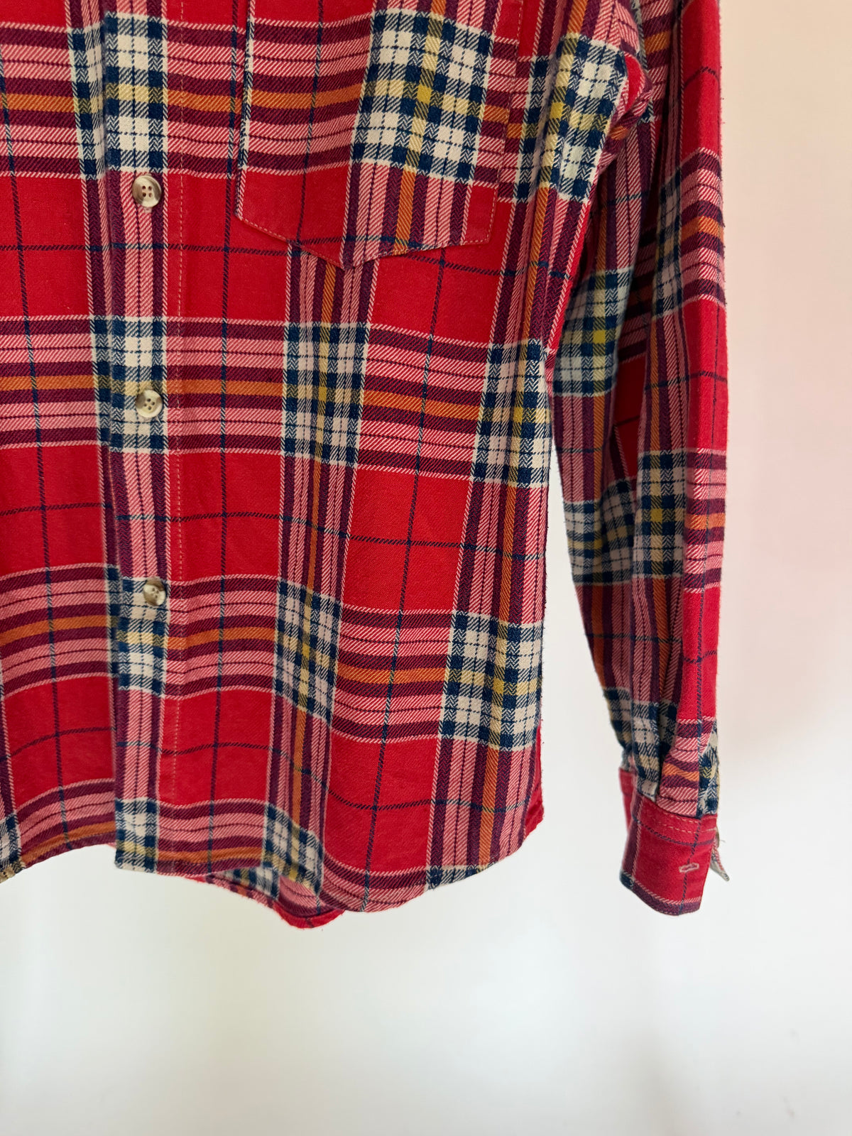 VINTAGE RED PLAID FLANNEL SHIRT