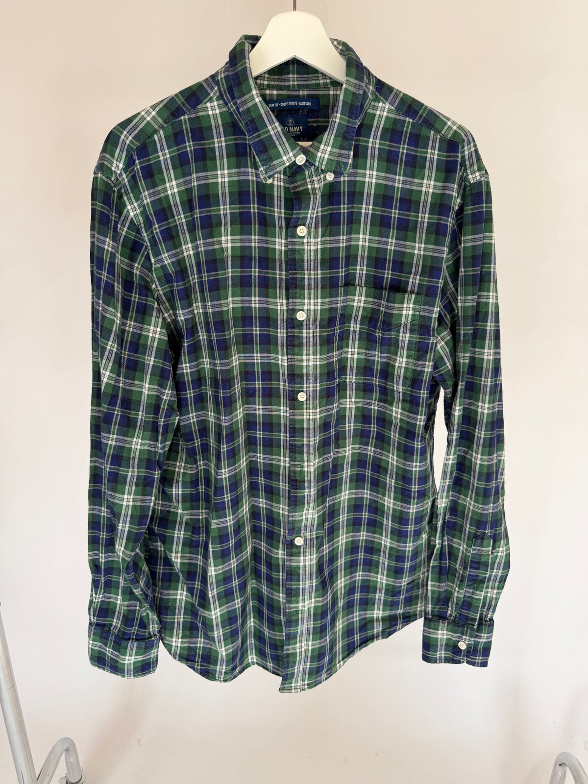 VINTAGE BLUE & GREEN PLAID SHIRT