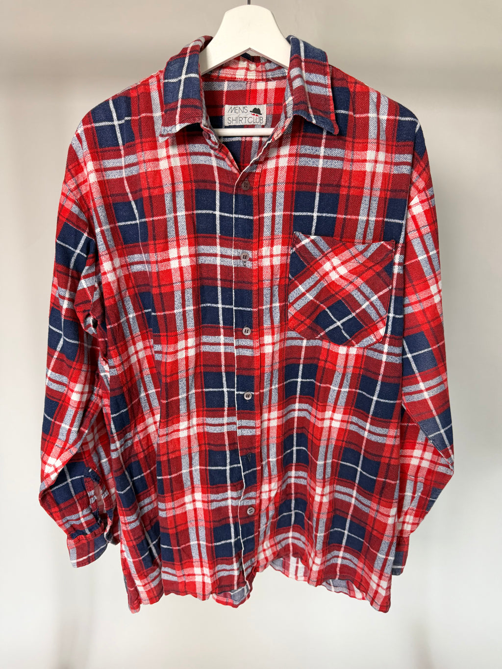VINTAGE RED & BLUE PLAID FLANNEL SHIRT