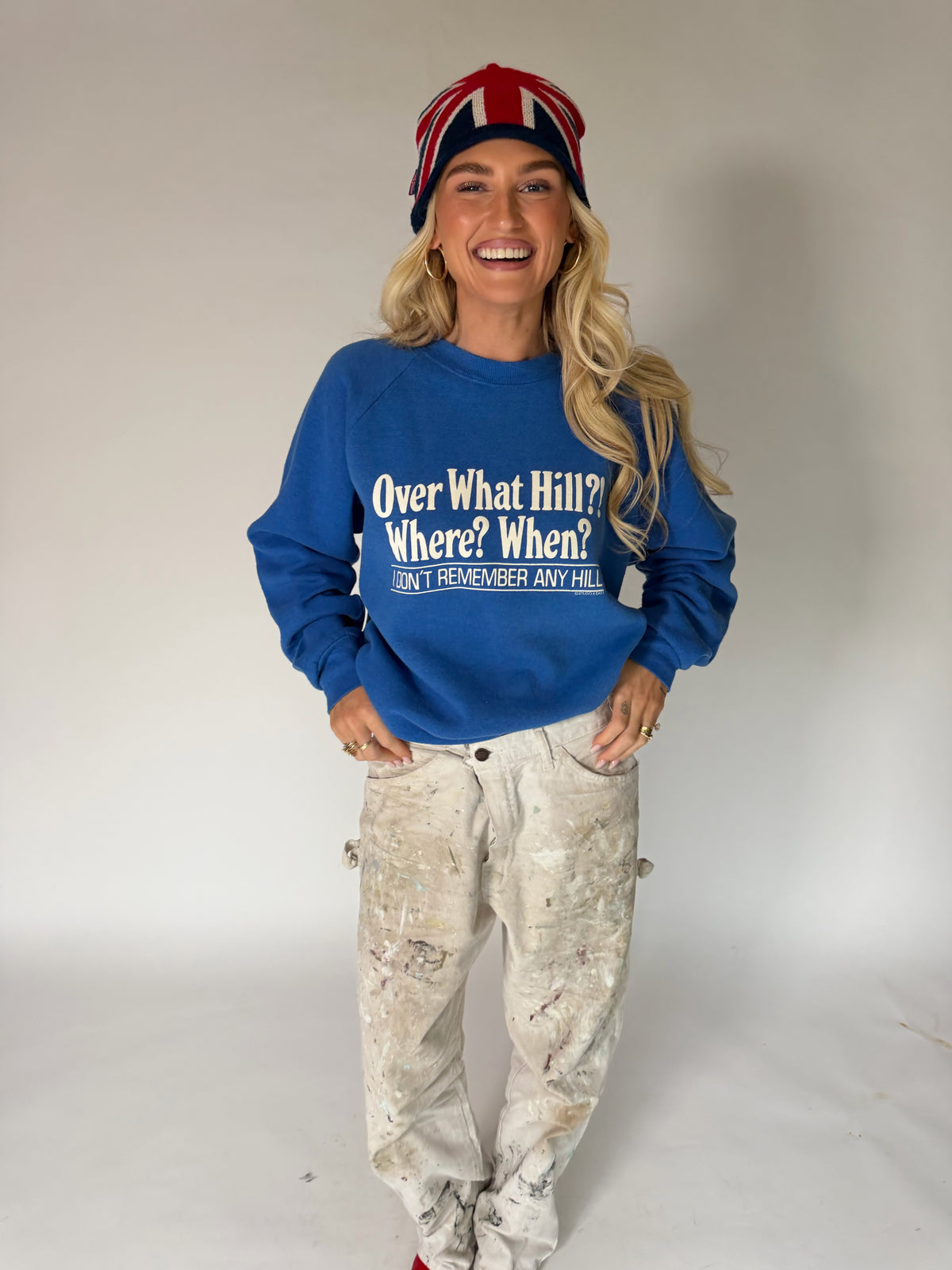 VINTAGE BLUE WHAT HILL GRAPHIC SWEATER