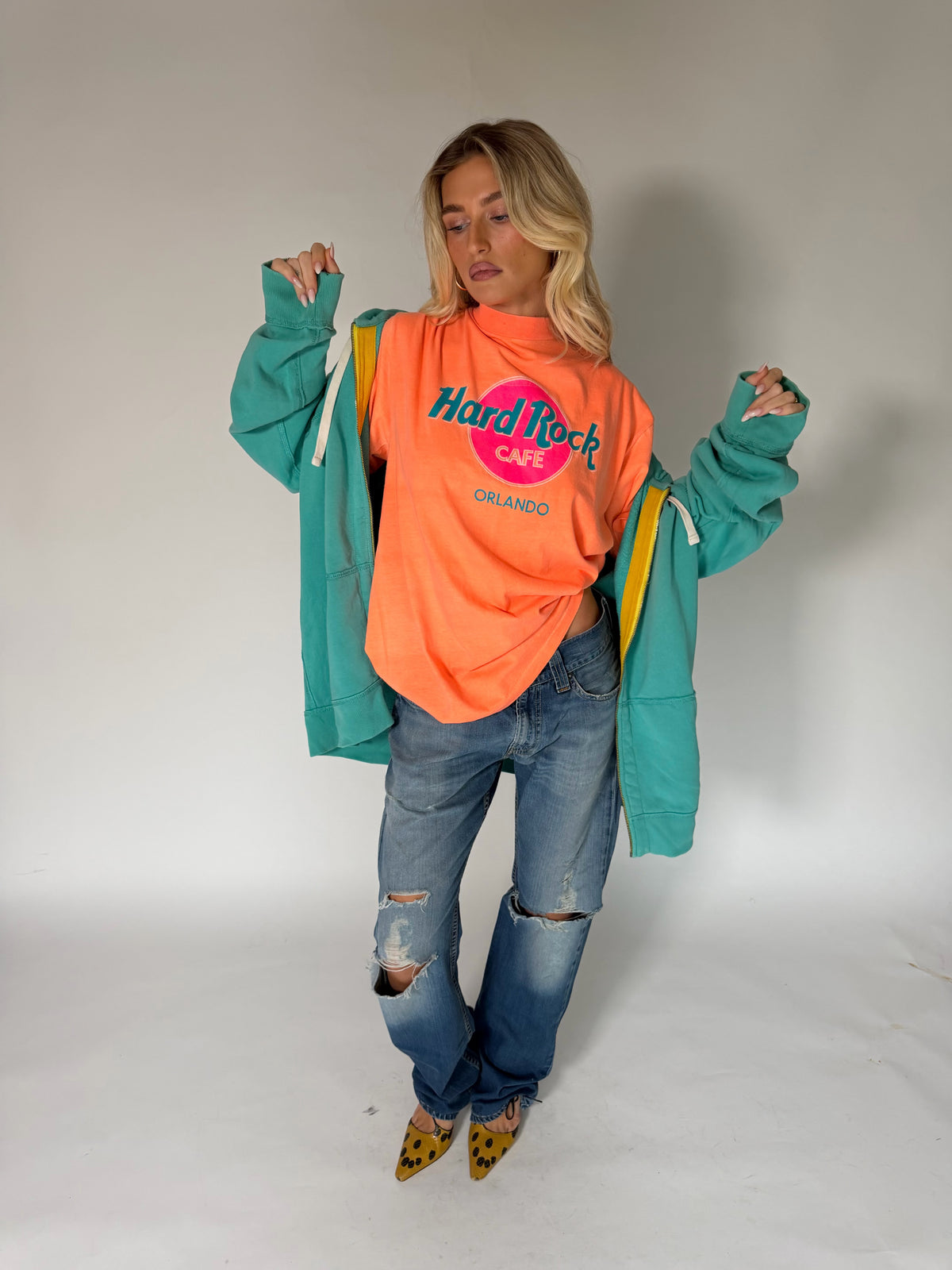 VINTAGE RALPH LAUREN TURQUOISE ZIP-UP HOODIE