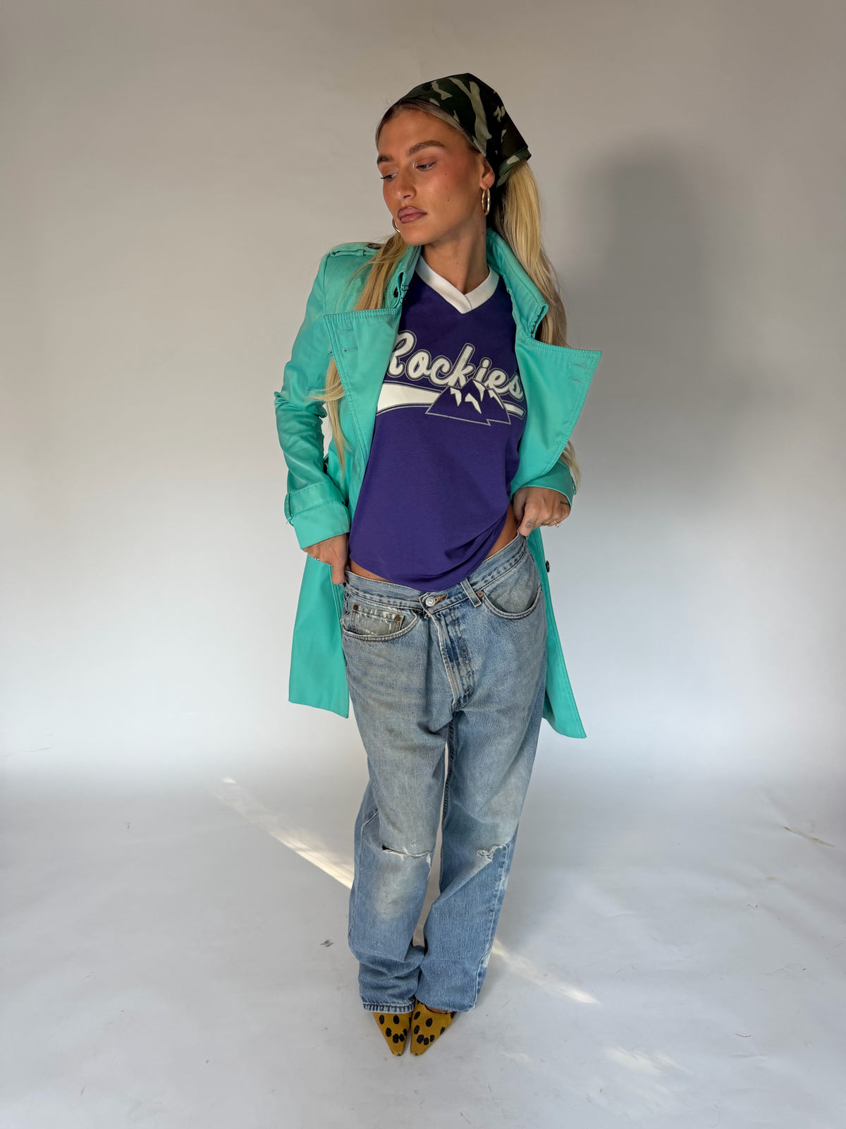 VINTAGE TURQUOISE TRENCH COAT