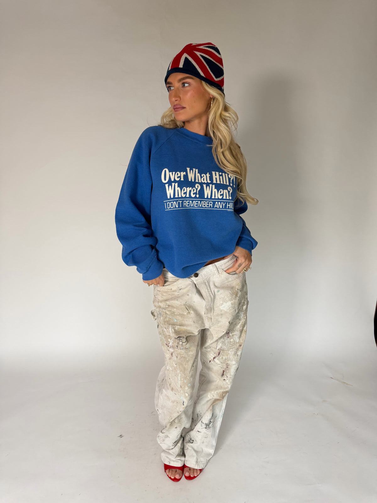 VINTAGE BLUE WHAT HILL GRAPHIC SWEATER