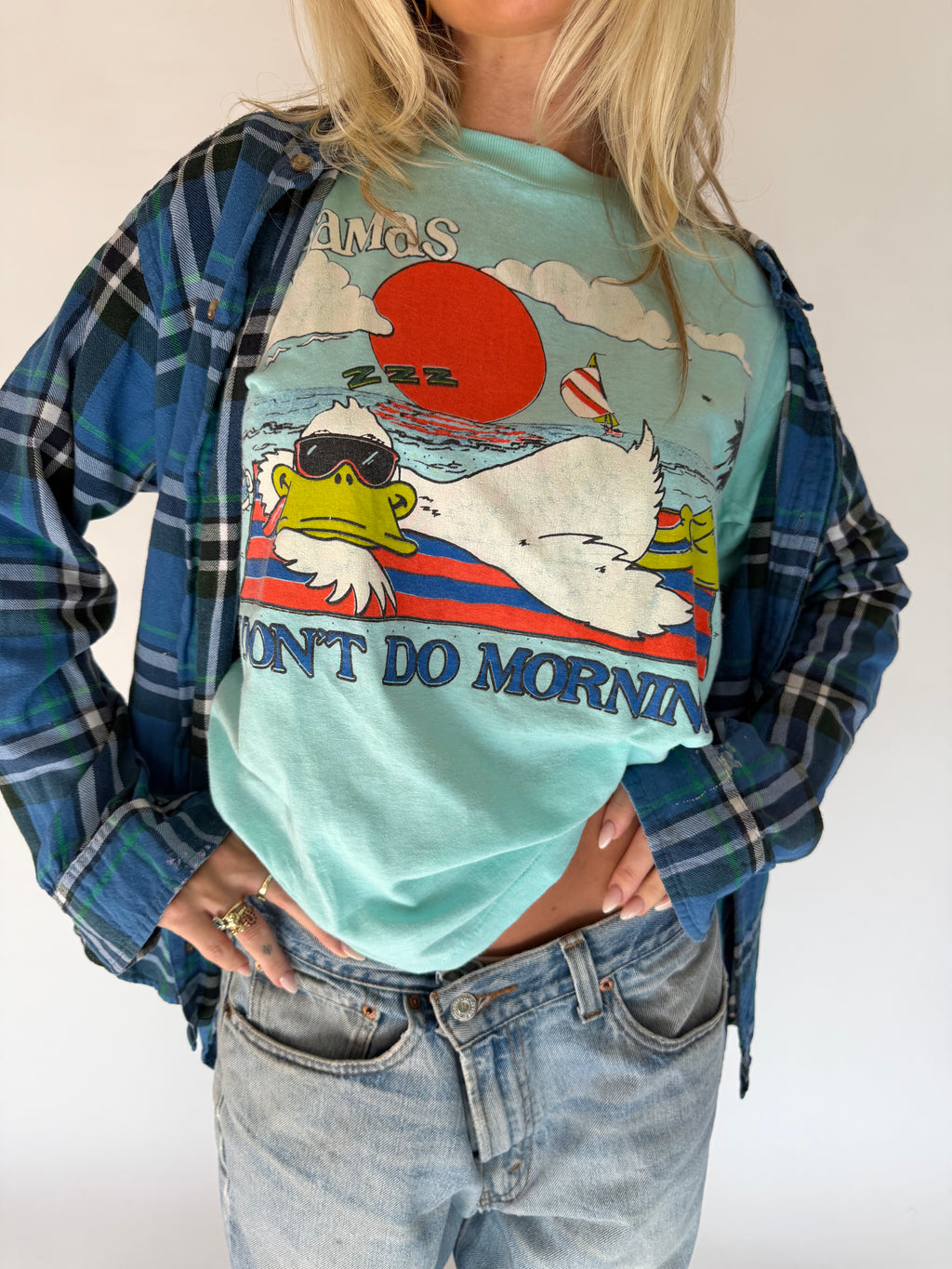 VINTAGE BLUE PLAID FLANNEL