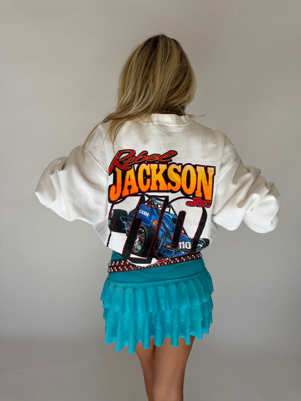 VINTAGE TURQUOISE RUFFLE MINI SKIRT