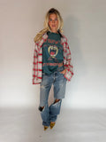 VINTAGE RED & WHITE PLAID FLANNEL SHIRT