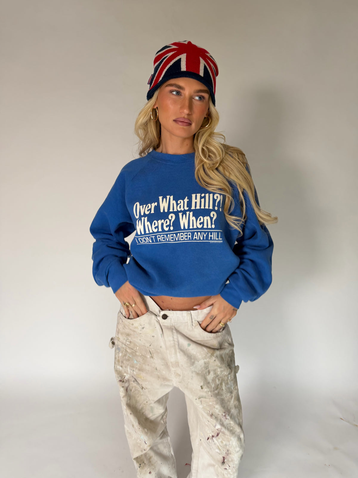 VINTAGE BLUE WHAT HILL GRAPHIC SWEATER