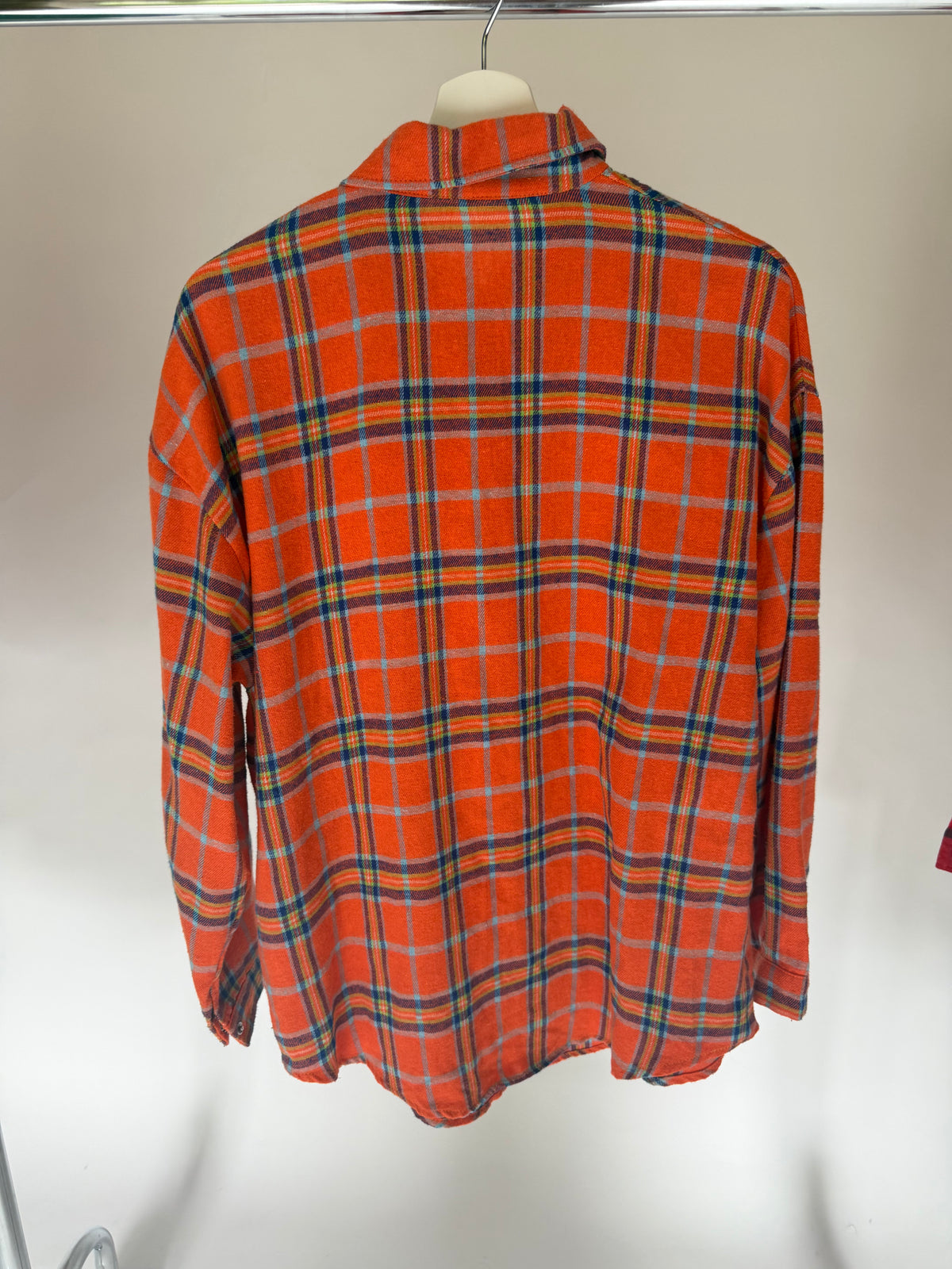 VINTAGE ORANGE PLAID FLANNEL SHIRT