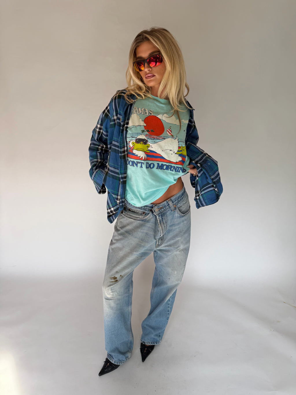 VINTAGE BLUE PLAID FLANNEL