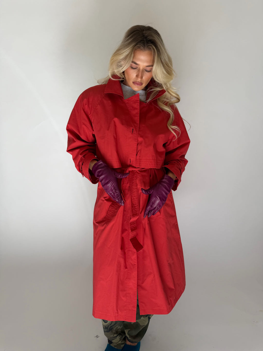 VINTAGE RED TRENCH COAT