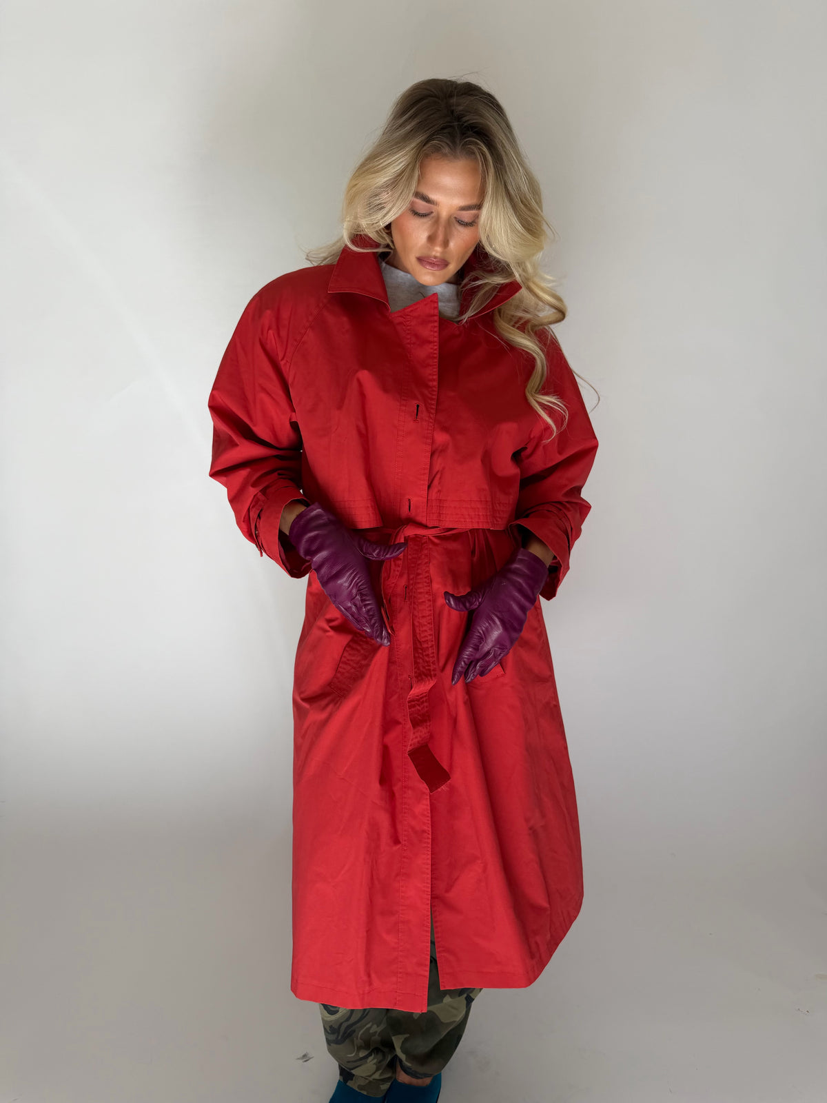 VINTAGE RED TRENCH COAT