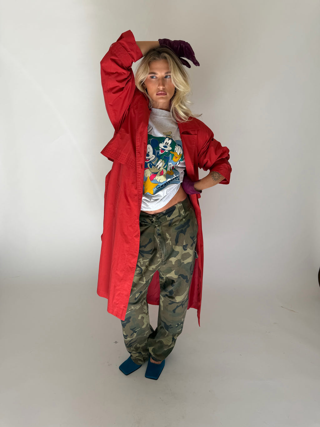 VINTAGE RED TRENCH COAT