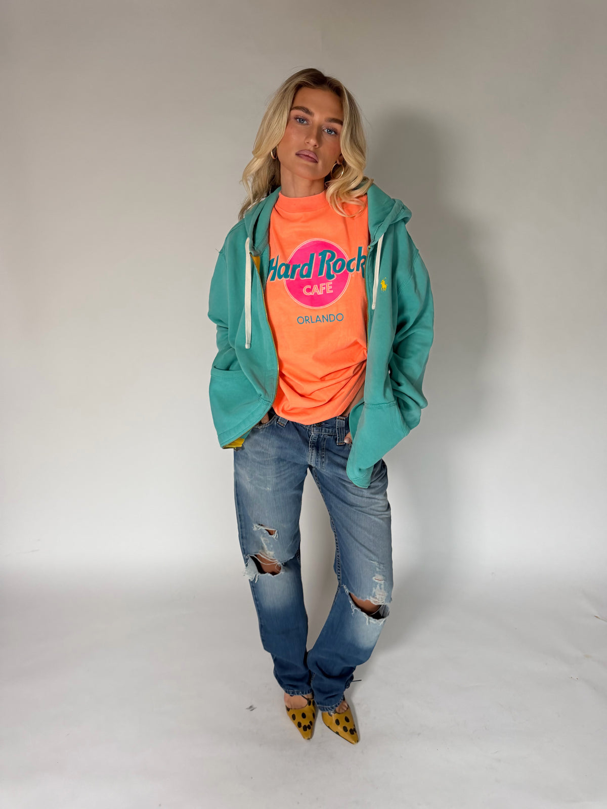 VINTAGE RALPH LAUREN TURQUOISE ZIP-UP HOODIE