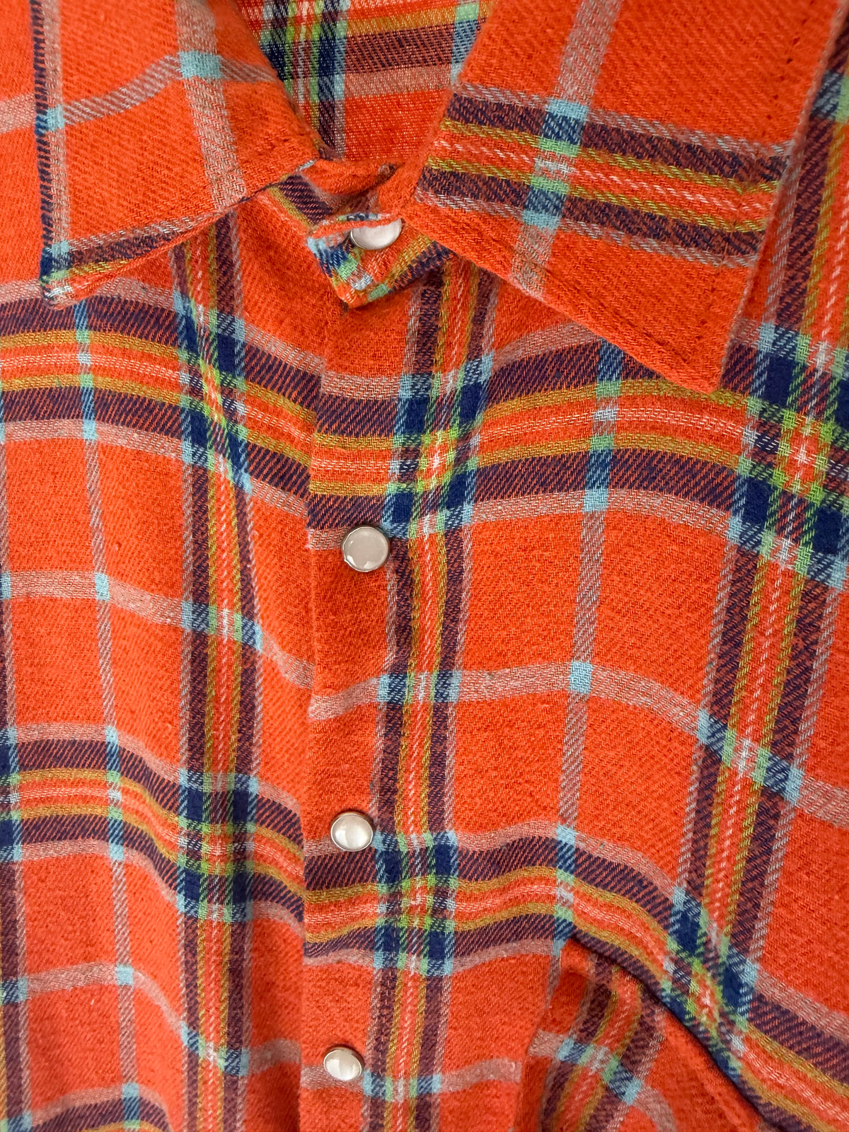 VINTAGE ORANGE PLAID FLANNEL SHIRT