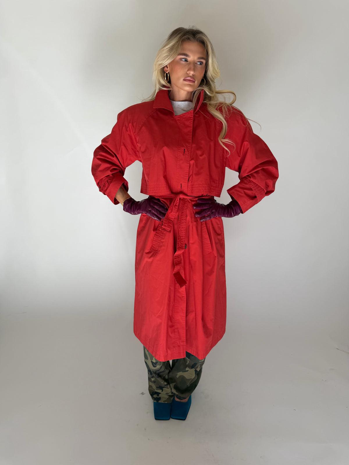 VINTAGE RED TRENCH COAT