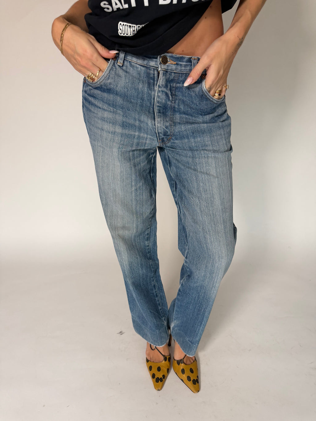 VINTAGE FADED BLUE DENIM JEANS