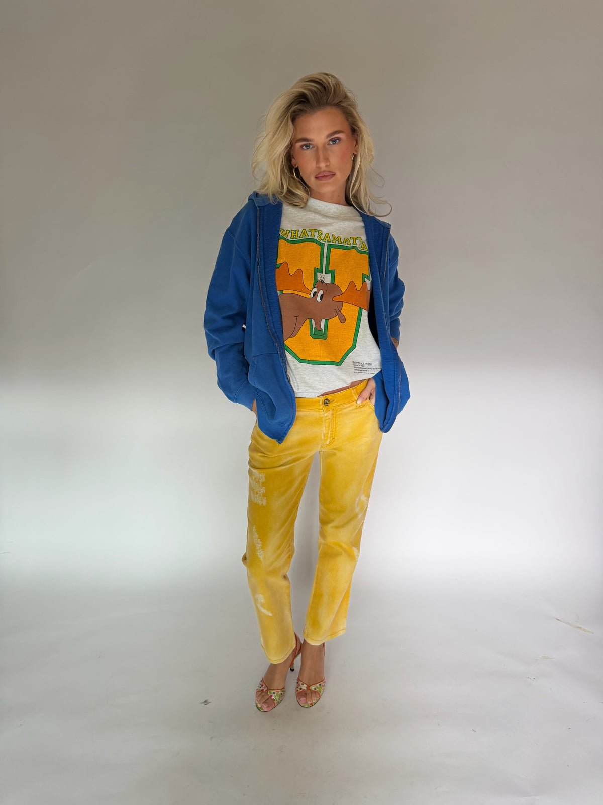 VINTAGE BLUE FRUIT OF THE LOOM ZIP HOODIE