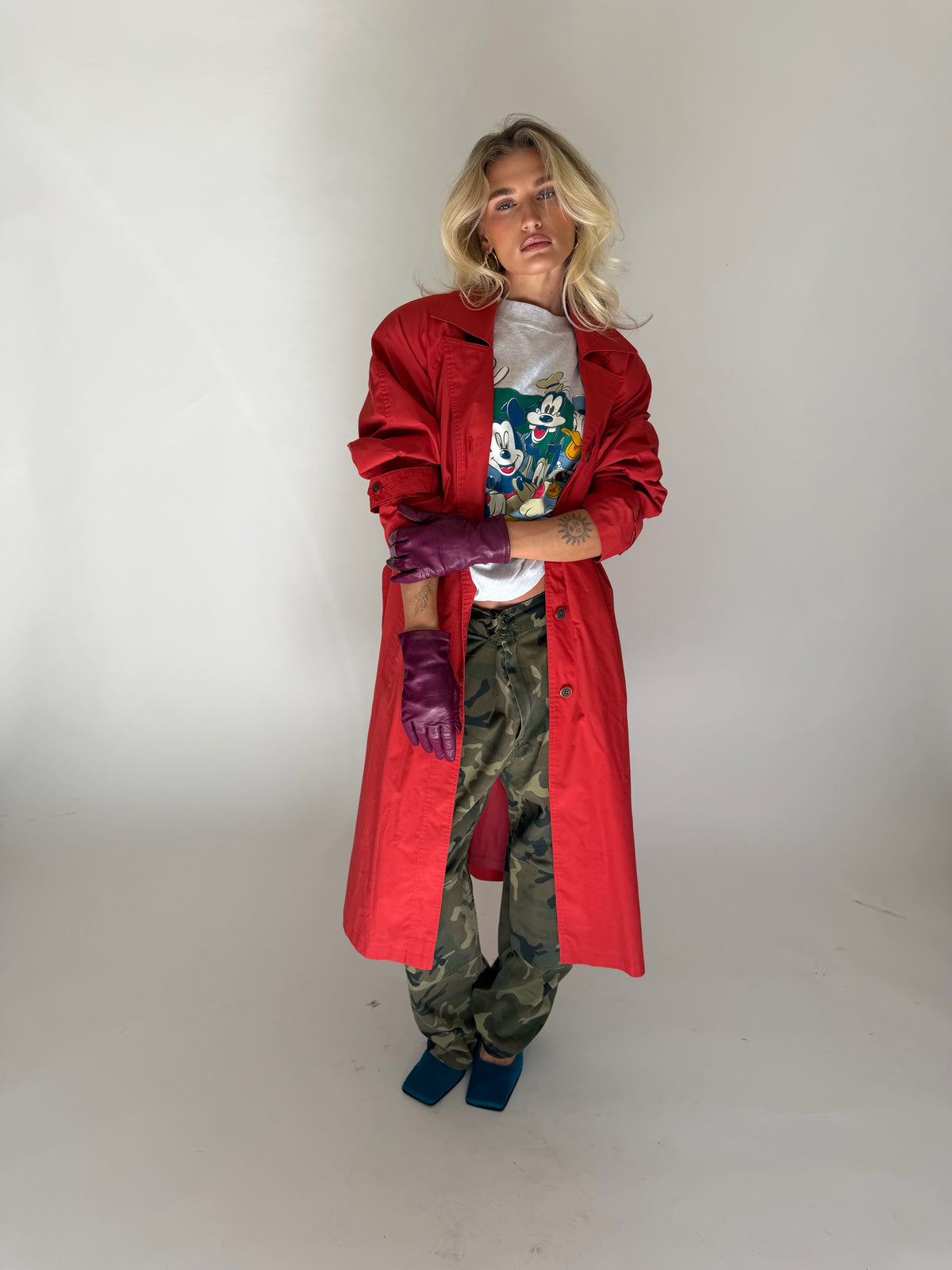 VINTAGE RED TRENCH COAT