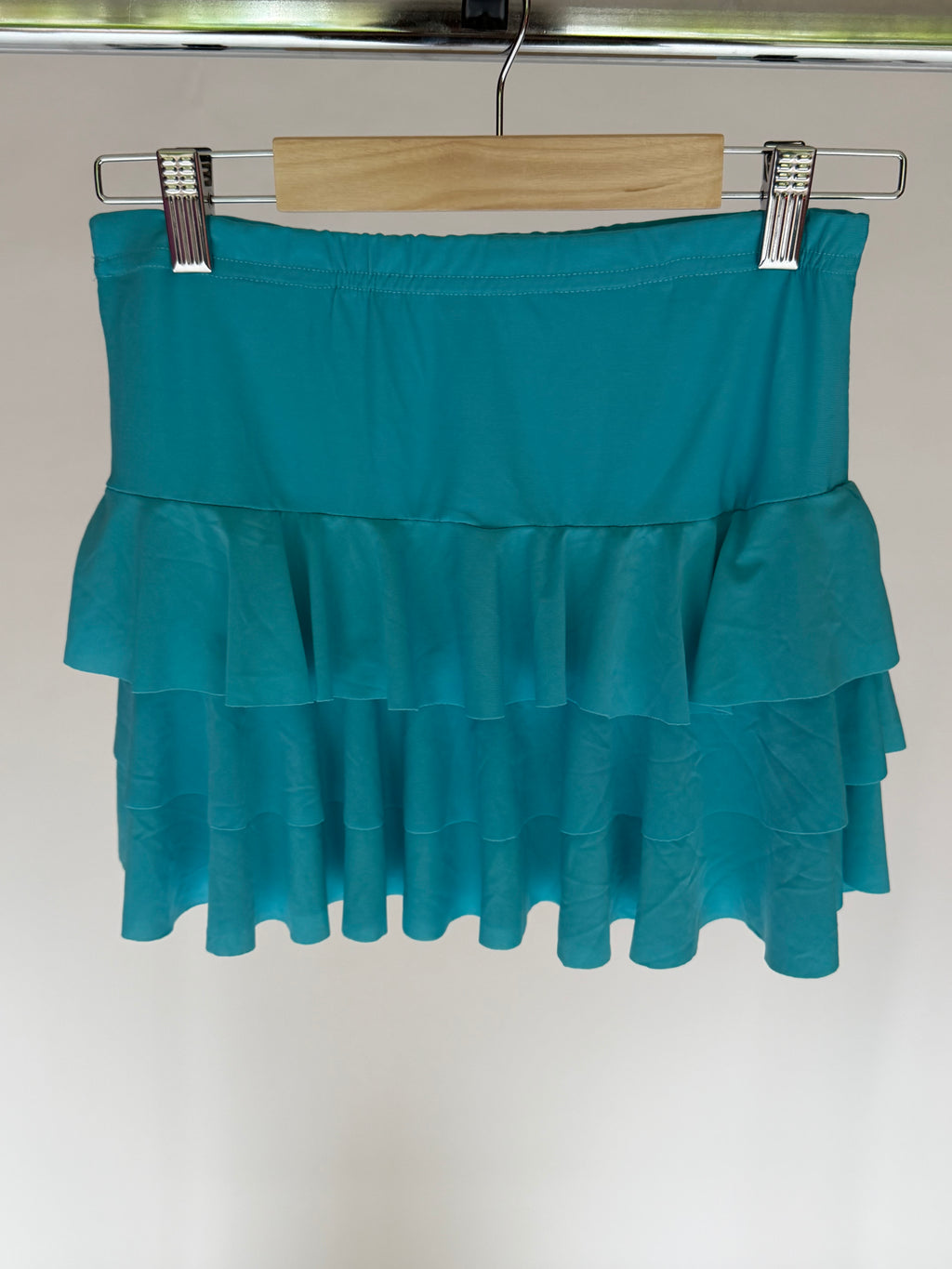 VINTAGE TURQUOISE RUFFLE MINI SKIRT