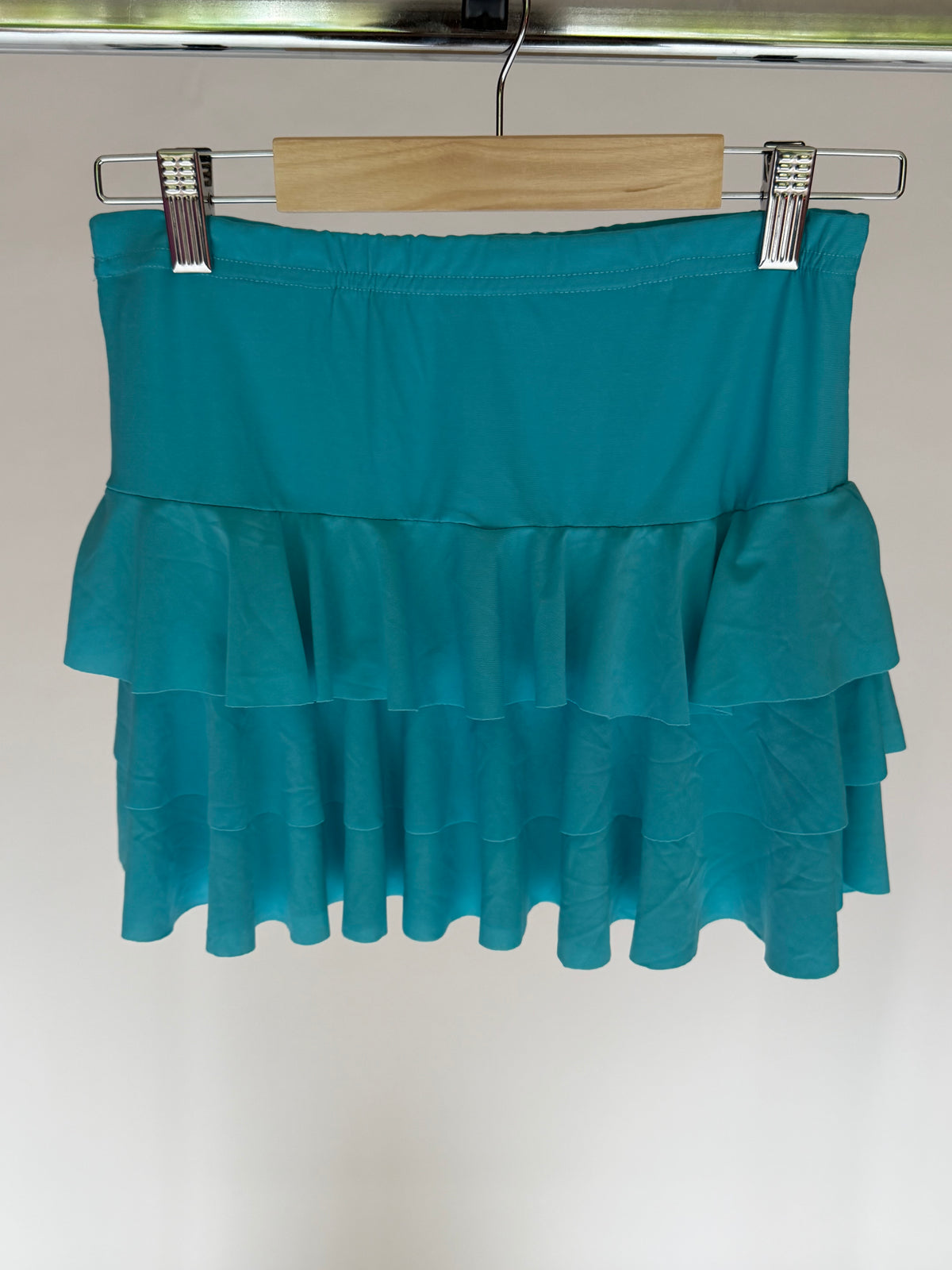 VINTAGE TURQUOISE RUFFLE MINI SKIRT
