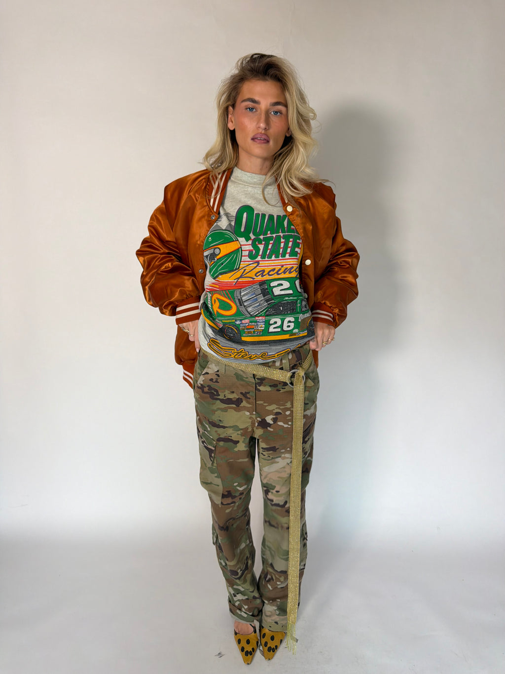 VINTAGE TEXAS SATIN VARSITY BOMBER JACKET