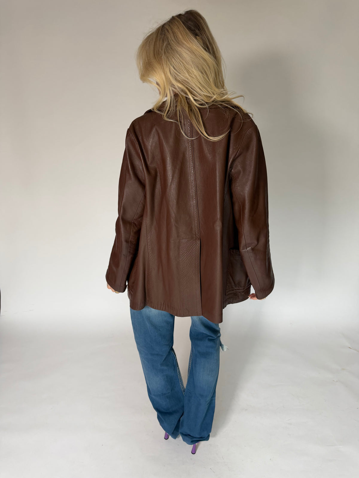 VINTAGE BROWN LEATHER BLAZER JACKET