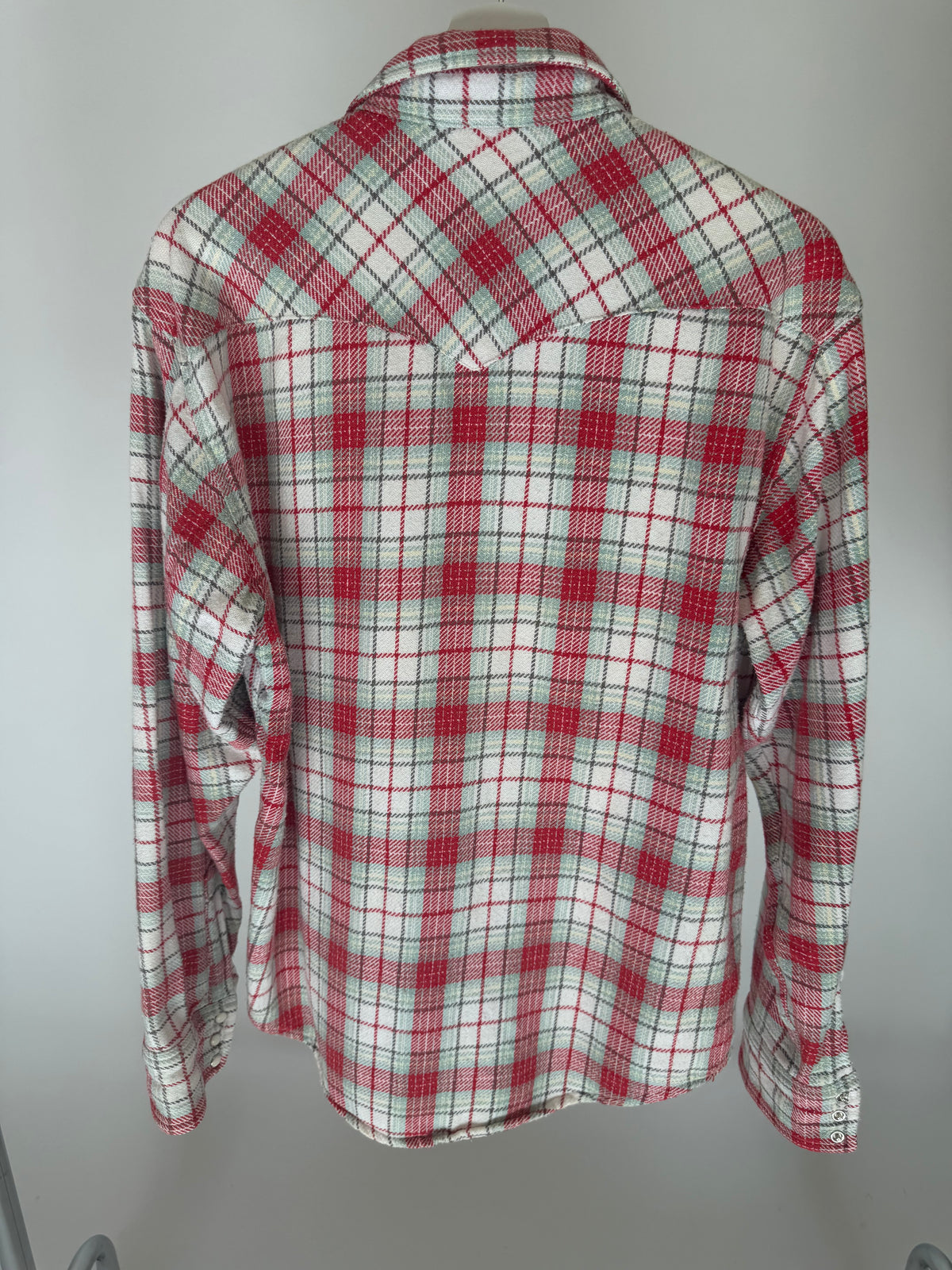 VINTAGE RED & WHITE PLAID FLANNEL SHIRT