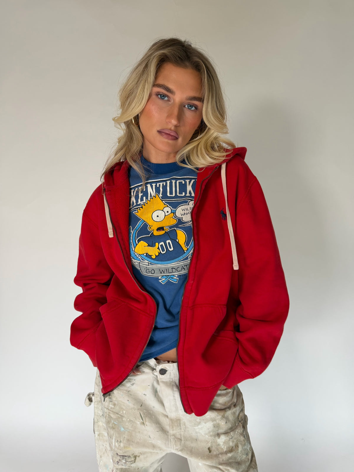 VINTAGE RED RALPH LAUREN ZIP-UP HOODIE