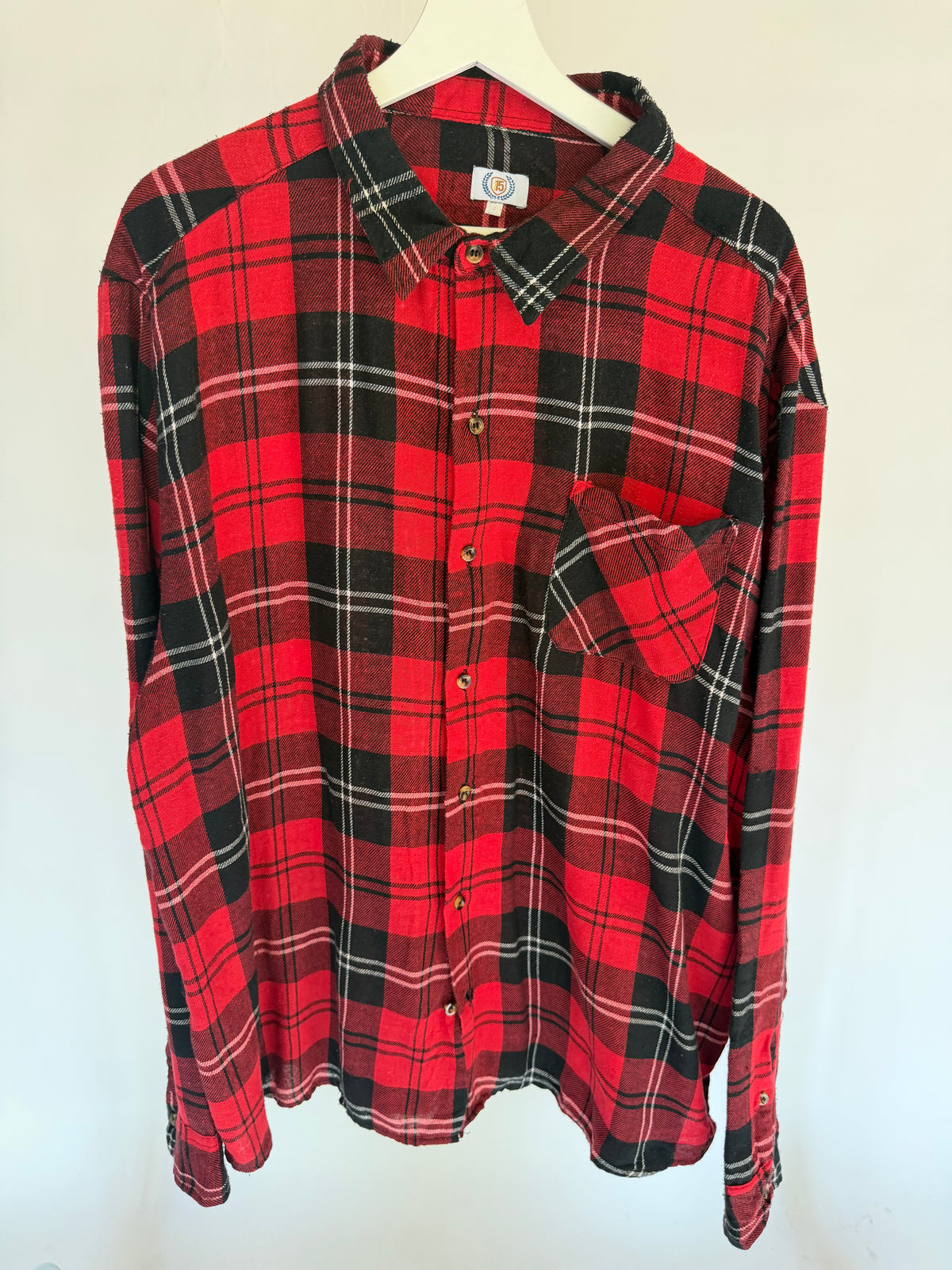 VINTAGE RED & BLACK PLAID FLANNEL