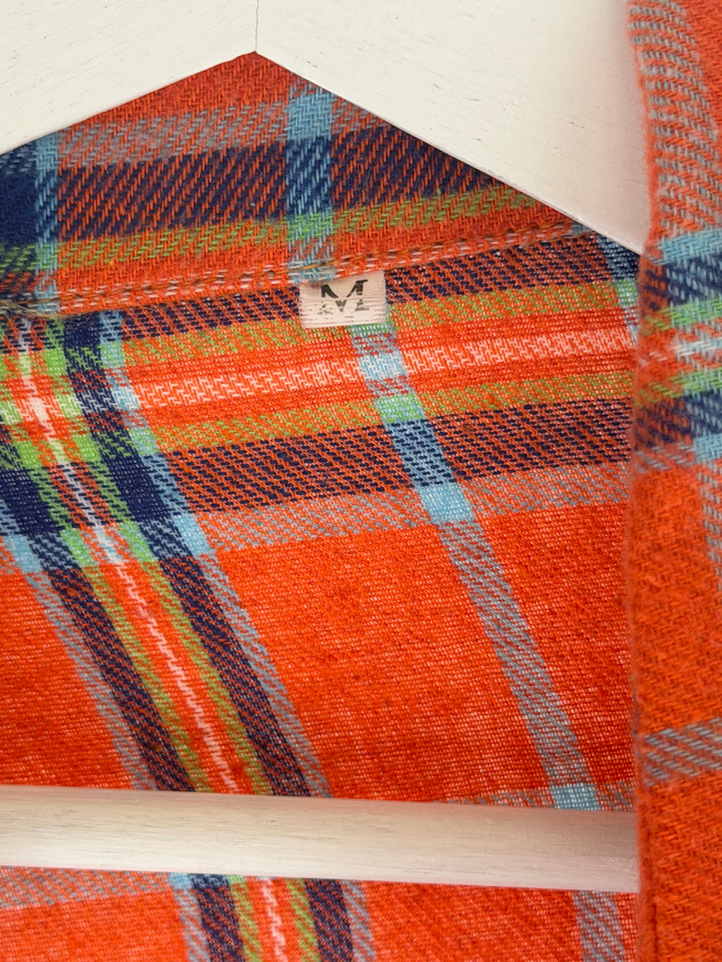 VINTAGE ORANGE PLAID FLANNEL SHIRT