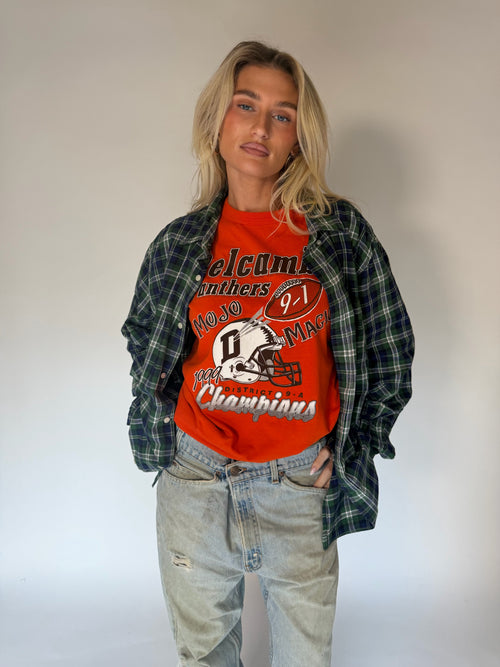 VINTAGE BLUE & GREEN PLAID SHIRT