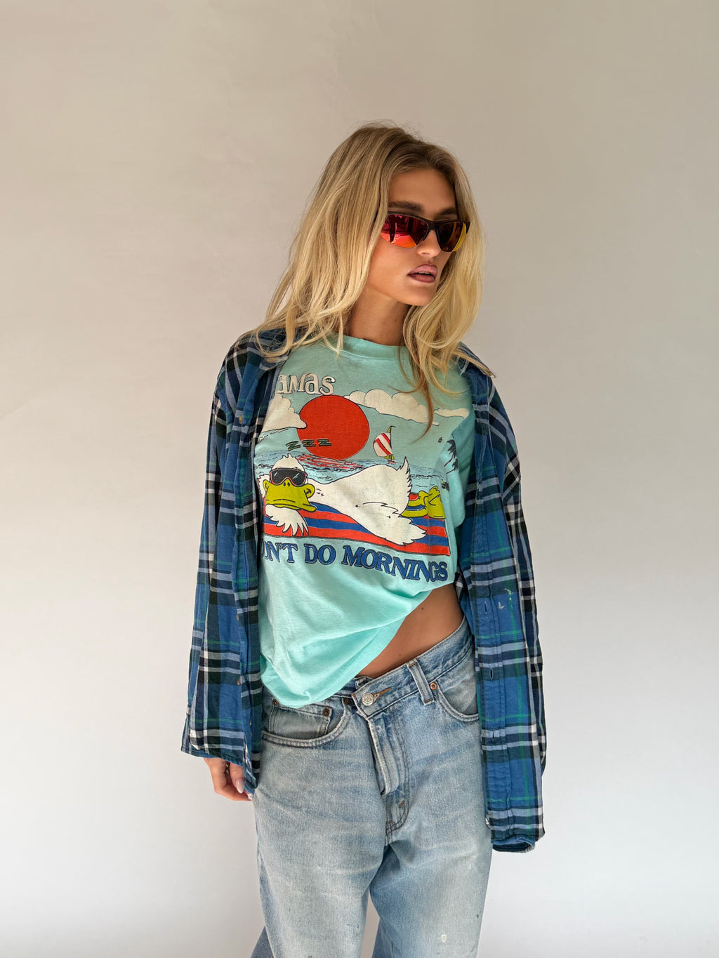 VINTAGE BLUE PLAID FLANNEL