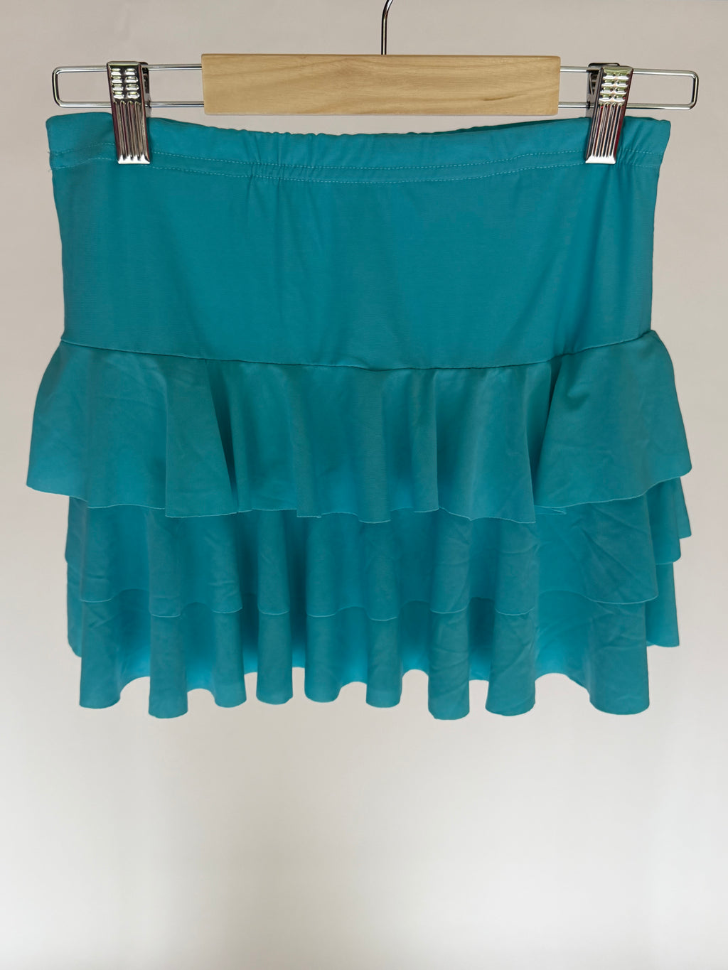 VINTAGE TURQUOISE RUFFLE MINI SKIRT