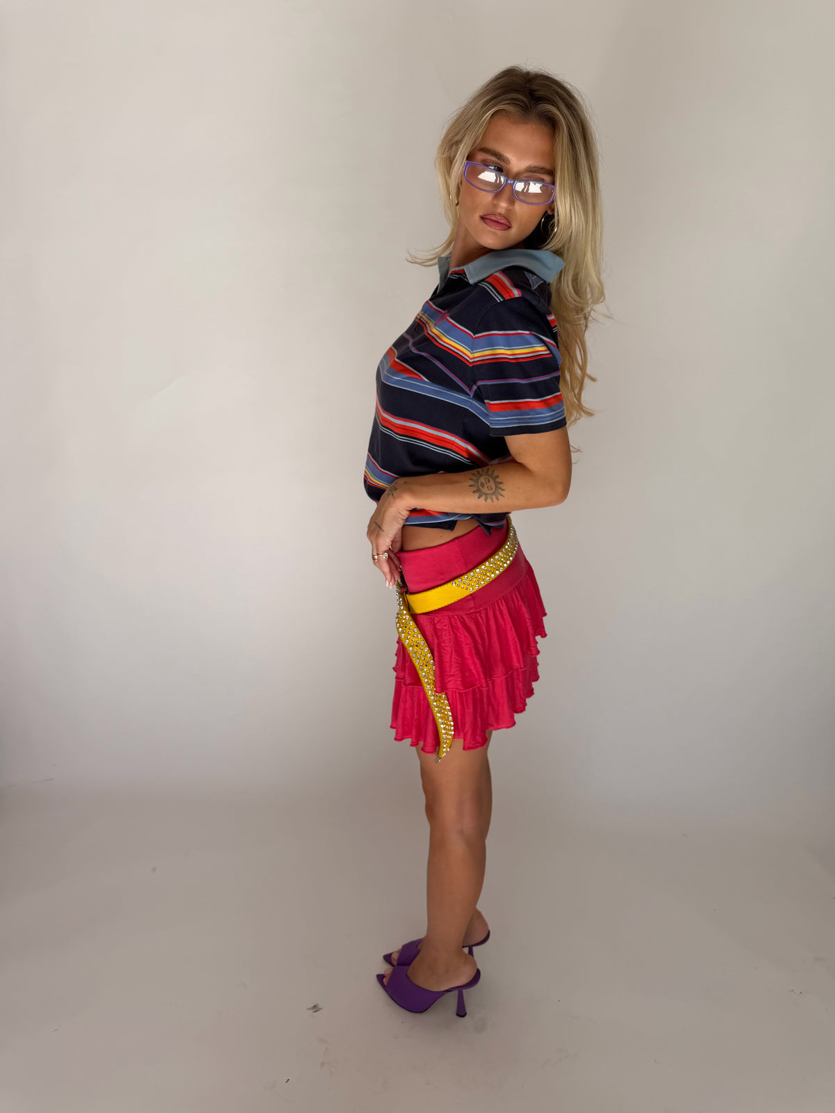 VINTAGE PINK RUFFLE MINI SKIRT