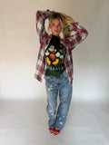 VINTAGE RED & WHITE PLAID FLANNEL