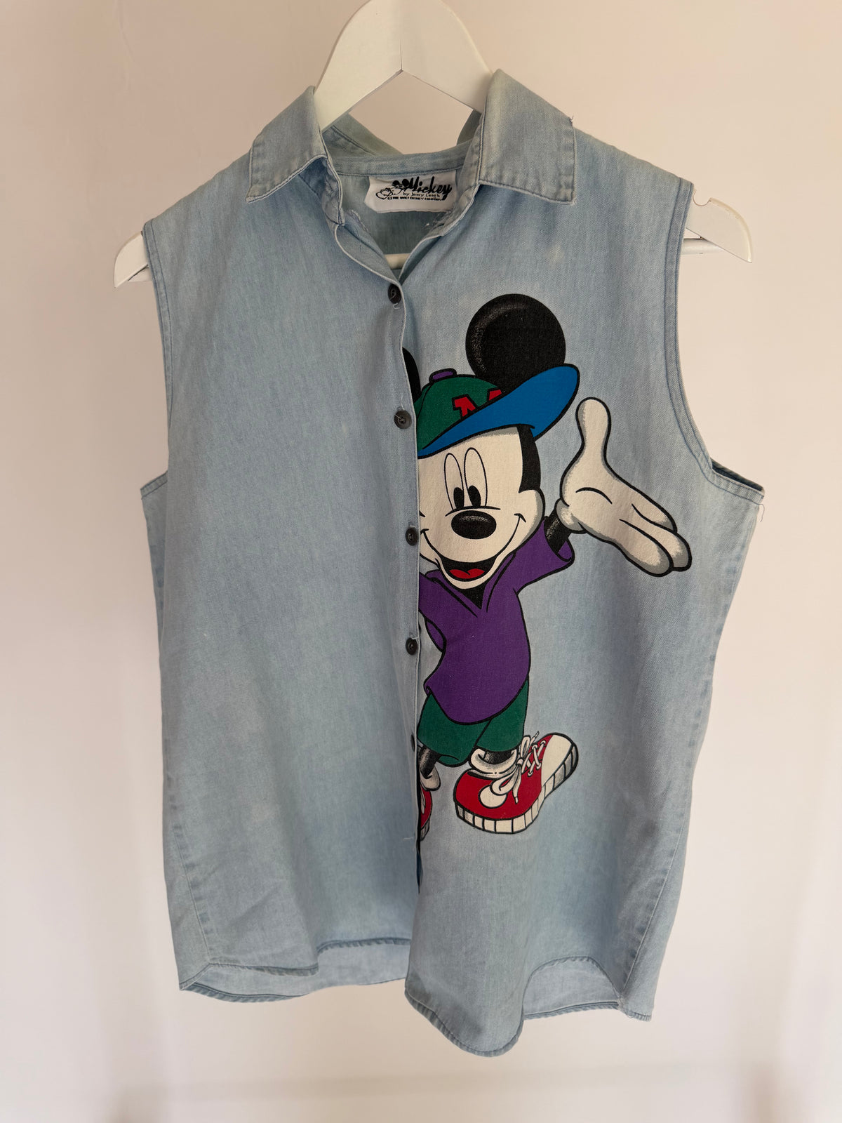 VINTAGE MICKEY SLEEVELESS DENIM SHIRT