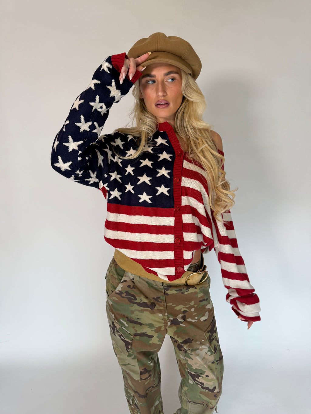 VINTAGE USA FLAG KNIT CARDIGAN