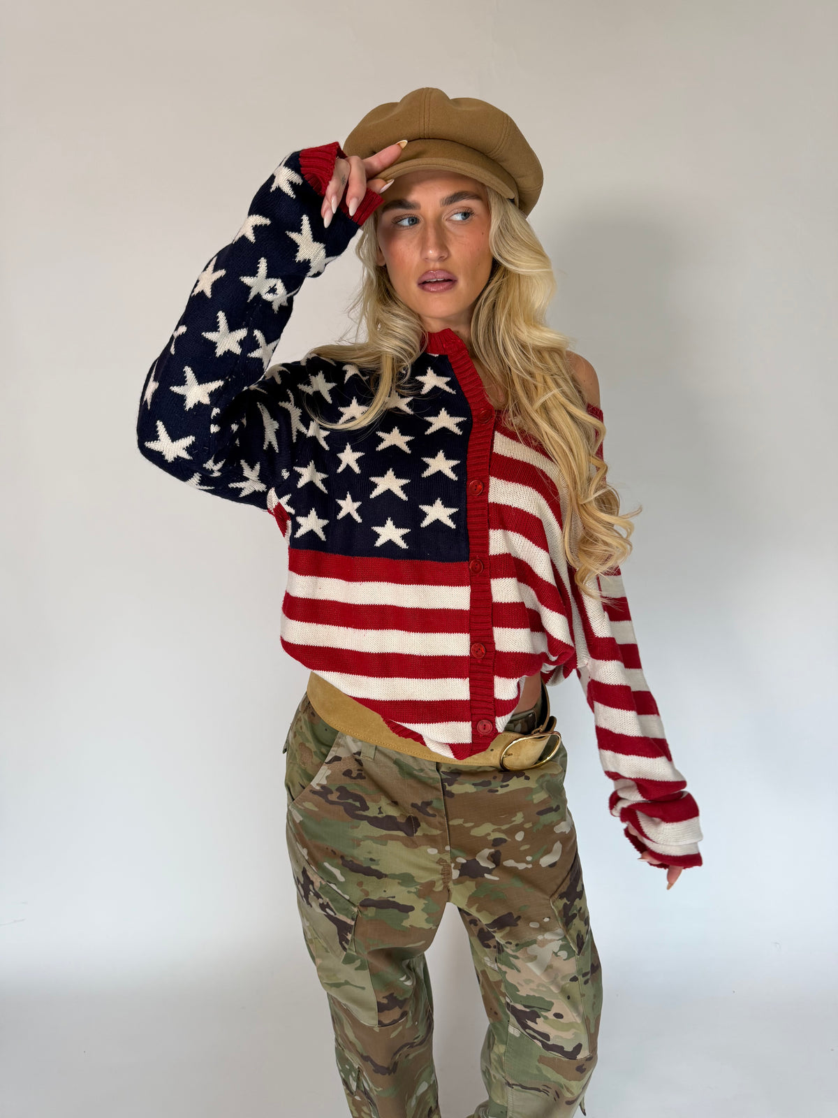 VINTAGE USA FLAG KNIT CARDIGAN