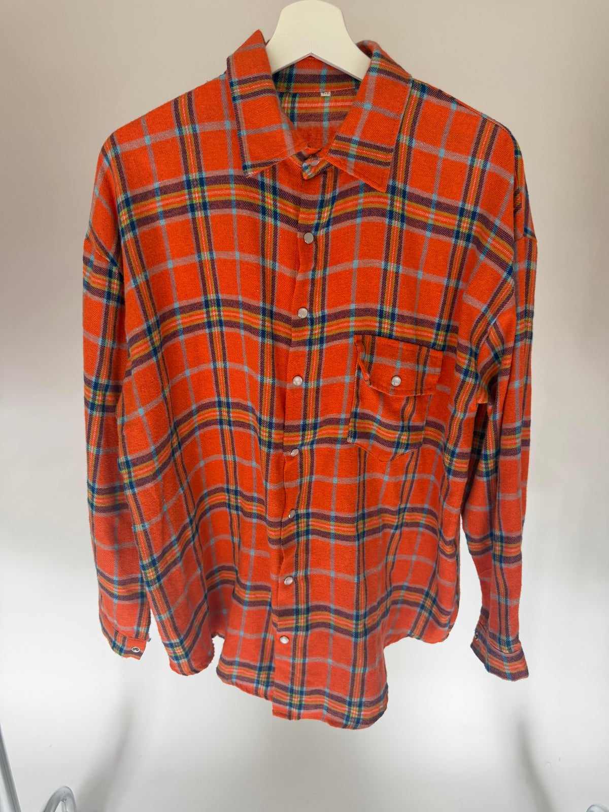 VINTAGE ORANGE PLAID FLANNEL SHIRT