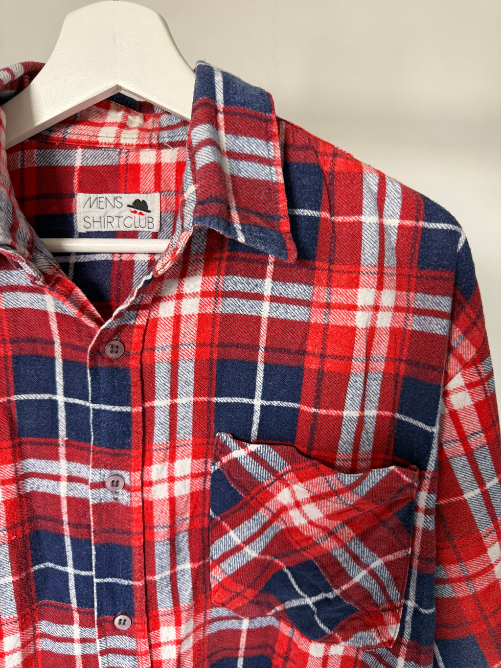 VINTAGE RED & BLUE PLAID FLANNEL SHIRT