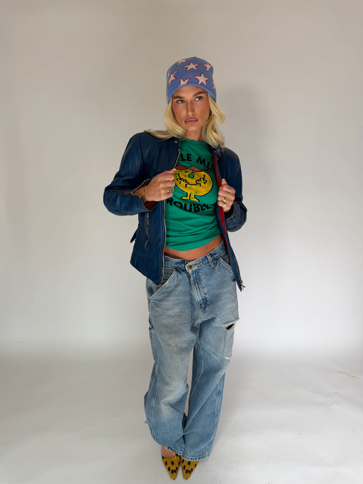 VINTAGE BLUE LEATHER JACKET