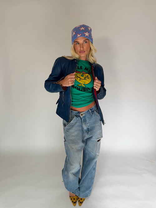 VINTAGE BLUE LEATHER JACKET