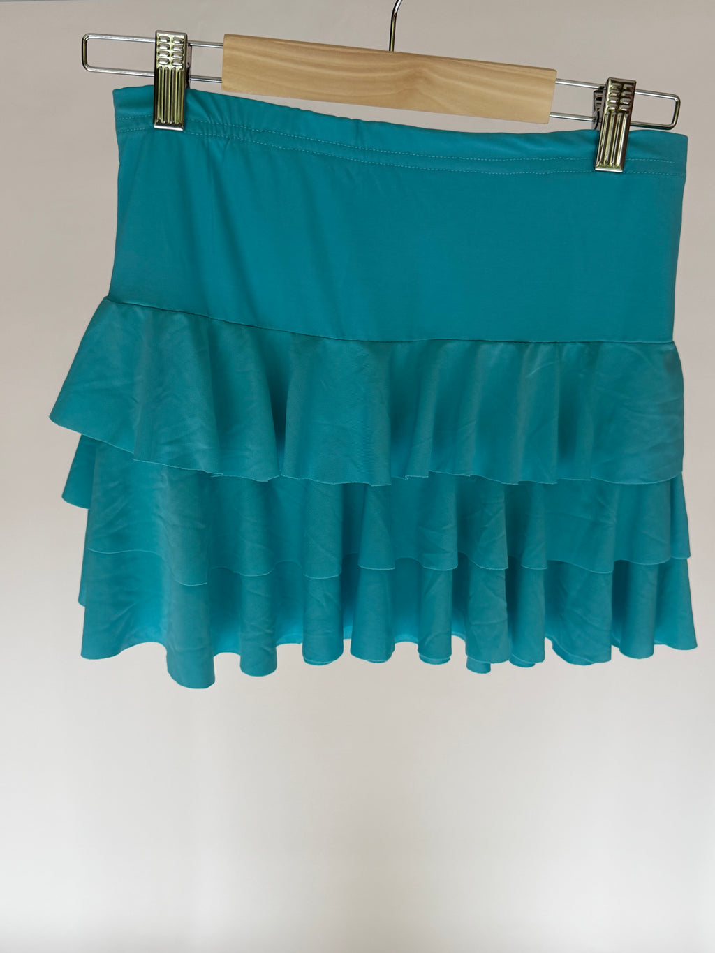 VINTAGE TURQUOISE RUFFLE MINI SKIRT