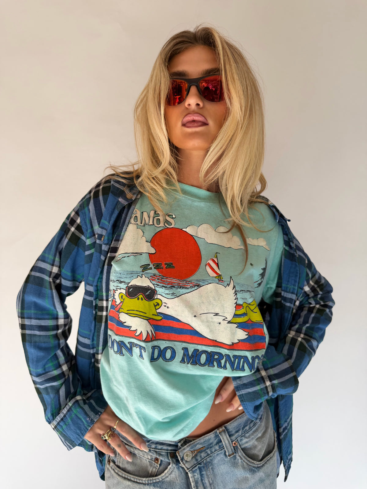 VINTAGE BLUE PLAID FLANNEL