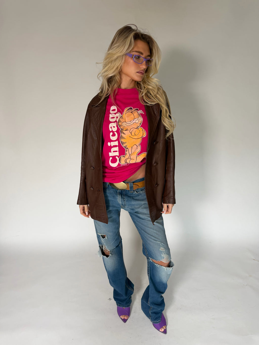 VINTAGE BROWN LEATHER BLAZER JACKET